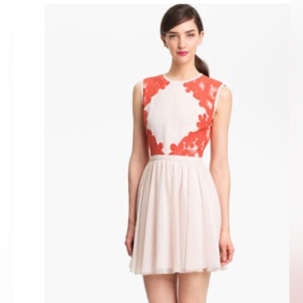 Ted Baker Vember orange and cream mini dress
